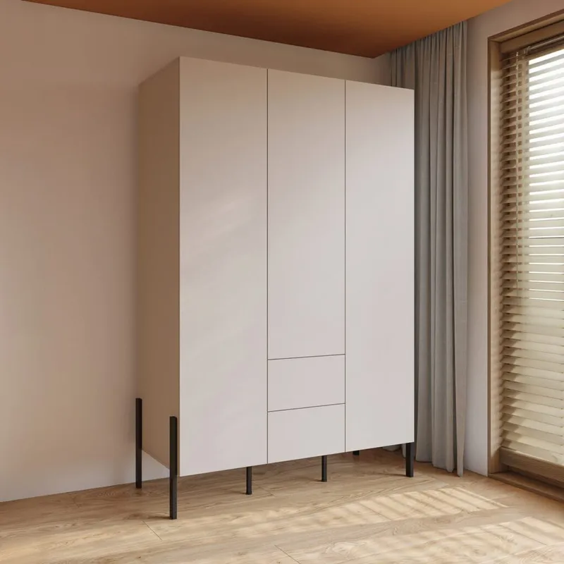 Vaatekaappi Jukon S 3 ovea ja 2 laatikkoa - Säilytys - Vaatesäilytys - Vaatekaappi