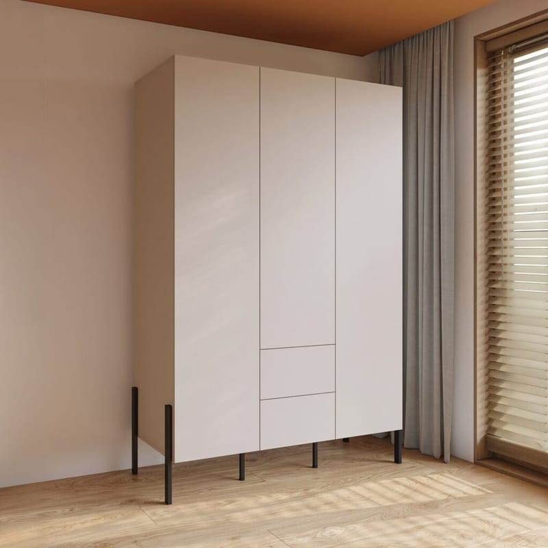 Vaatekaappi Jukon S 3 ovea ja 2 laatikkoa - Säilytys - Vaatesäilytys - Vaatekaappi