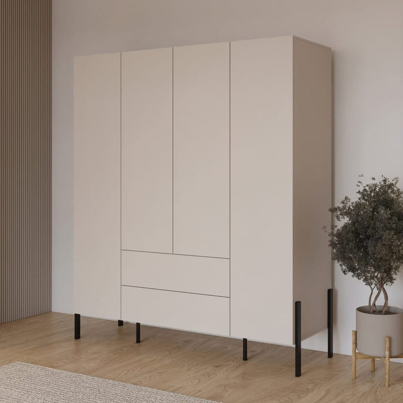 Vaatekaappi Jukon S 4 ovea ja 2 laatikkoa - Säilytys - Vaatesäilytys - Vaatekaappi