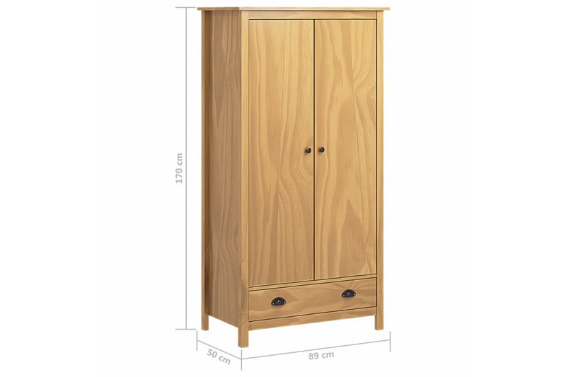 Kaksiovinen vaatekaappi Hill Range 89x50x170 cm täysi mänty - Ruskea - Säilytys - Vaatesäilytys - Vaatekaappi