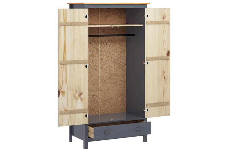 Kaksiovinen vaatekaappi Hill Range harmaa 89x50x170 cm mänty - Harmaa - Säilytys - Vaatesäilytys - Vaatekaappi