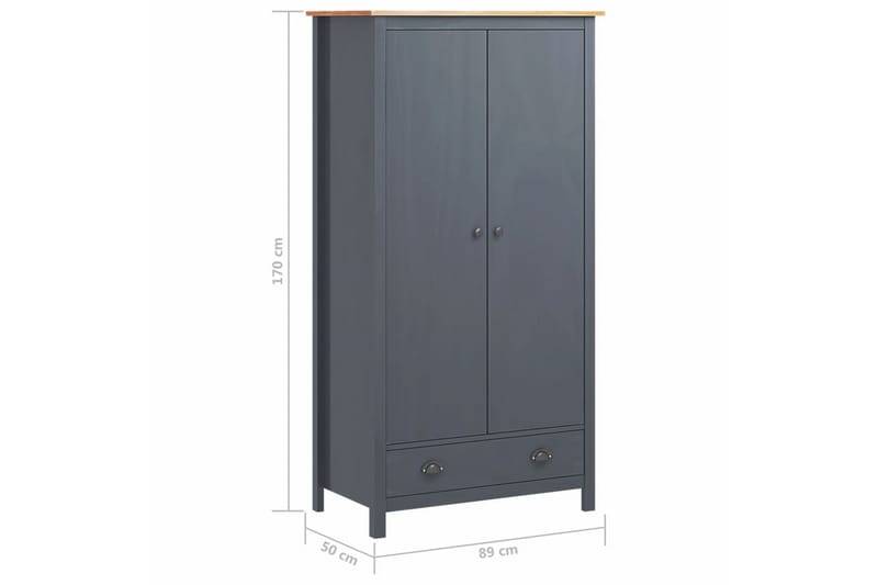 Kaksiovinen vaatekaappi Hill Range harmaa 89x50x170 cm mänty - Harmaa - Säilytys - Vaatesäilytys - Vaatekaappi