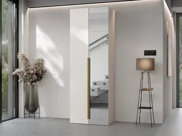 vaatekaappi KERKIN 2D -vaatekaappi peilillä beige - Säilytys - Vaatesäilytys - Vaatekaappi
