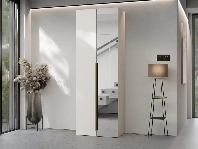 vaatekaappi KERKIN 2D -vaatekaappi peilillä beige - Säilytys - Vaatesäilytys - Vaatekaappi