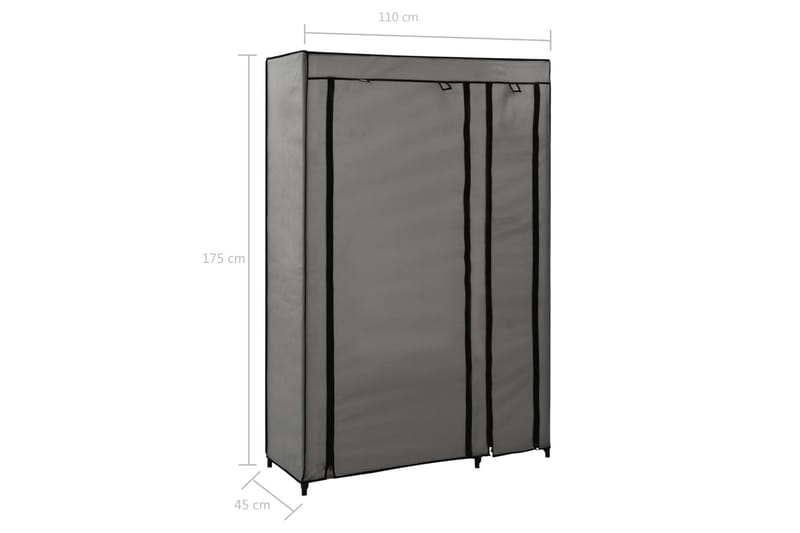 Kokoontaitettava vaatekaappi harmaa 110 x 45 x 175 cm kangas - Harmaa - Säilytys - Vaatesäilytys - Vaatekaappi