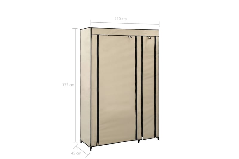 Kokoontaitettava vaatekaappi kerma 110 x 45 x 175 cm kangas - Kerma - Säilytys - Vaatesäilytys - Vaatekaappi
