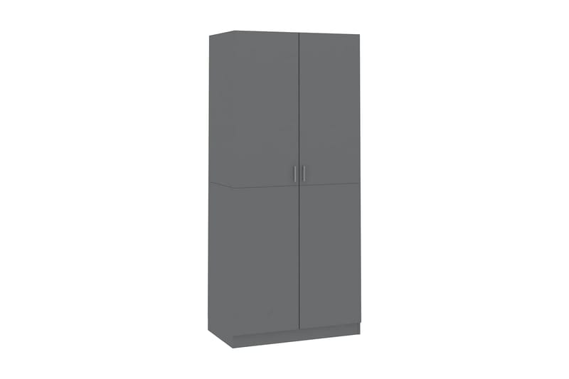 Vaatekaappi korkeakiilto harmaa 90x52x200 cm lastulevy - Harmaa - Säilytys - Vaatesäilytys - Vaatekaappi