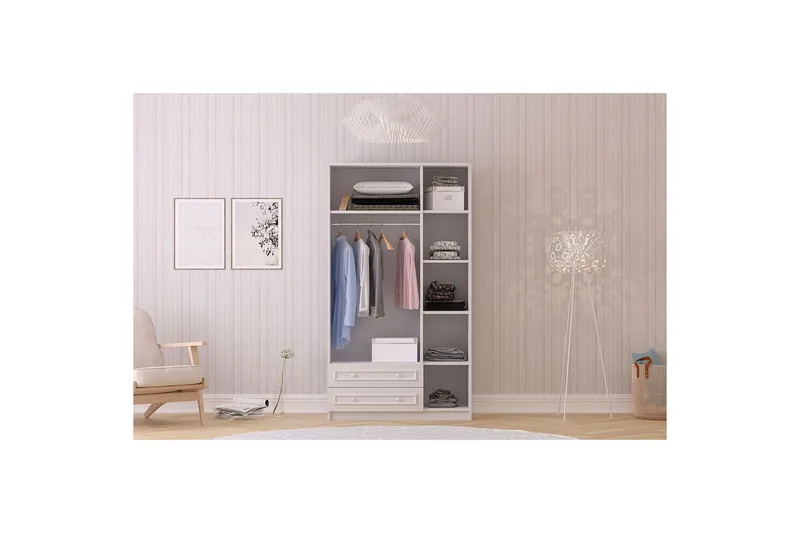 Kovric Kulmavaatekaappi 105x182 cm - Matta Valkoinen - Säilytys - Vaatesäilytys - Vaatekaappi - Kulmavaatekaappi