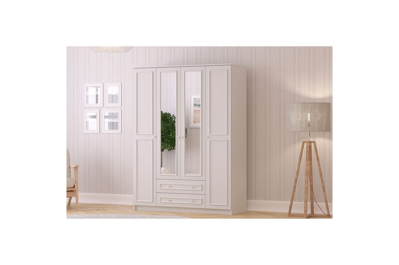 Kovric Kulmavaatekaappi 140x184 cm - Matta Valkoinen - Säilytys - Vaatesäilytys - Vaatekaappi - Kulmavaatekaappi