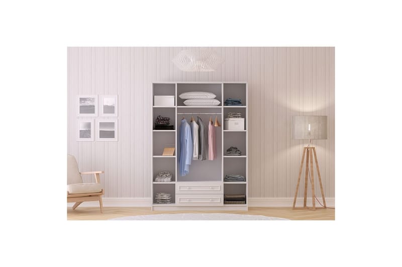 Kovric Kulmavaatekaappi 140x184 cm - Matta Valkoinen - Säilytys - Vaatesäilytys - Vaatekaappi - Kulmavaatekaappi