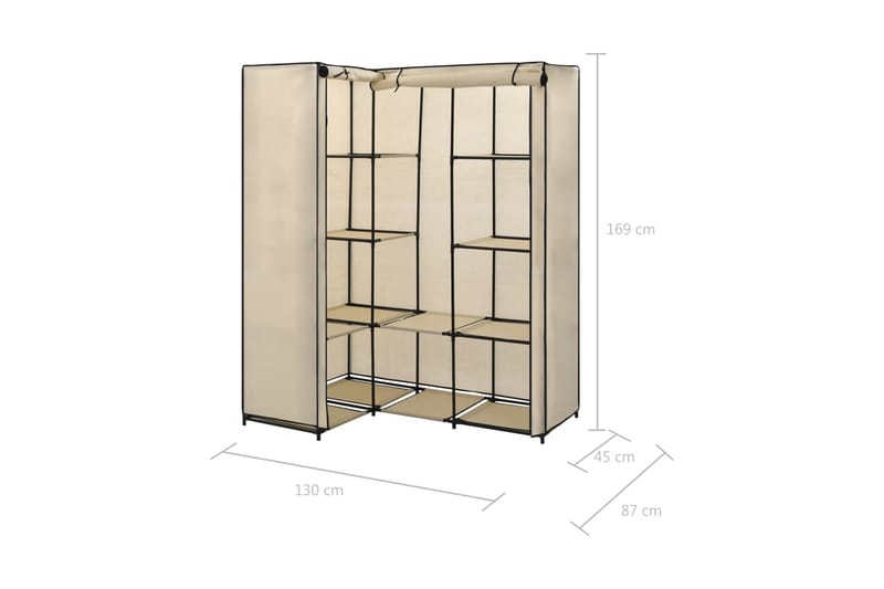 Kulmavaatekaappi kerma 130x87x169 cm - Kerma - Säilytys - Vaatesäilytys - Vaatekaappi - Kulmavaatekaappi