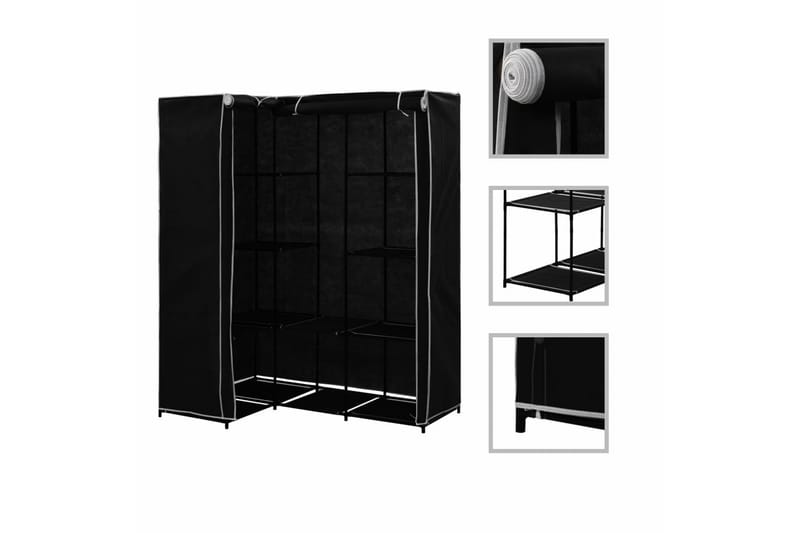 Kulmavaatekaappi musta 130x87x169 cm - Musta - Säilytys - Vaatesäilytys - Vaatekaappi - Kulmavaatekaappi