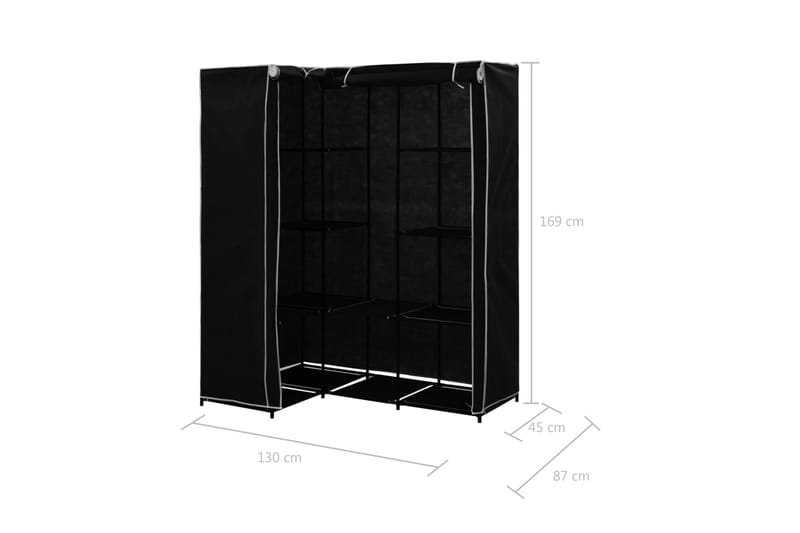 Kulmavaatekaappi musta 130x87x169 cm - Musta - Säilytys - Vaatesäilytys - Vaatekaappi - Kulmavaatekaappi
