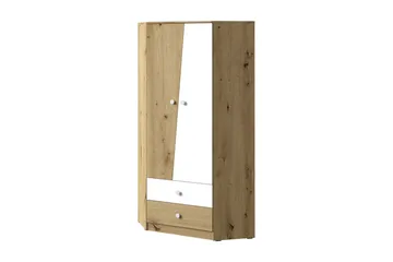Vaatekaappi Staton 87 cm - Luonnonväri/Valkoinen - Säilytys - Vaatesäilytys - Vaatekaappi - Kulmavaatekaappi