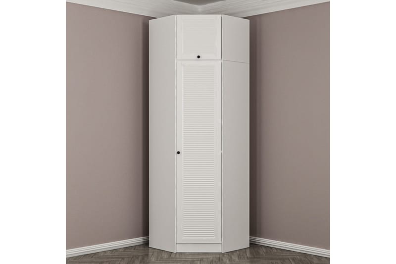 Vaatekaappi peilillä Cambrian - Valkoinen - Säilytys - Vaatesäilytys - Vaatekaappi - Kulmavaatekaappi
