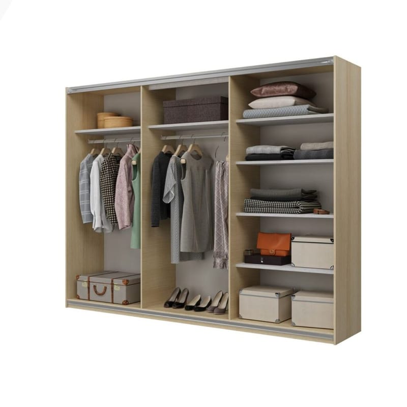 Vaatekaappi Kuuti 3 liukuovella - Lindberg-tammi - Säilytys - Vaatesäilytys - Vaatekaappi