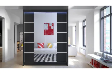 Vaatekaappi + LED - Musta - Säilytys - Vaatesäilytys - Vaatekaappi