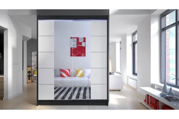 Vaatekaappi + LED - Musta - Säilytys - Vaatesäilytys - Vaatekaappi
