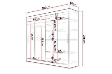 Vaatekaappi London 180x57x215 cm - Beige/Valkoinen - Säilytys - Vaatesäilytys - Vaatekaappi
