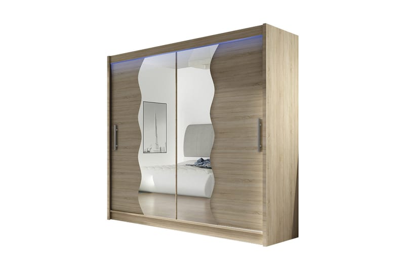 Vaatekaappi London 180x57x215 cm, Beige/Valkoinen