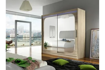 Vaatekaappi London 180x57x215 cm - Beige/Valkoinen - Säilytys - Vaatesäilytys - Vaatekaappi