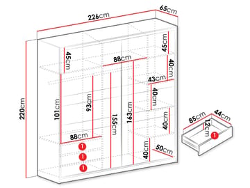 vaatekaappi MANHATTAN - beige ja musta - Säilytys - Vaatesäilytys - Vaatekaappi