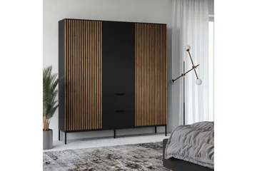 Vaatekaappi Meorati 185x200 cm - Ruskea - Säilytys - Vaatesäilytys - Vaatekaappi