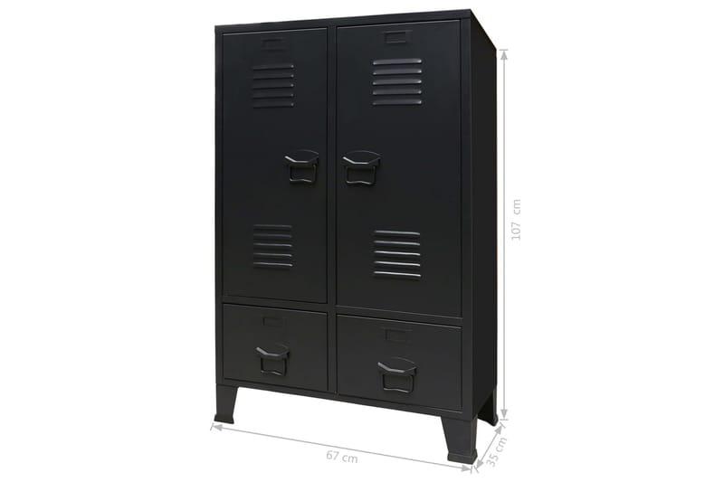 Metallinen vaatekaappi teollinen tyyli 67x35x107 cm musta - Musta - Säilytys - Vaatesäilytys - Vaatekaappi