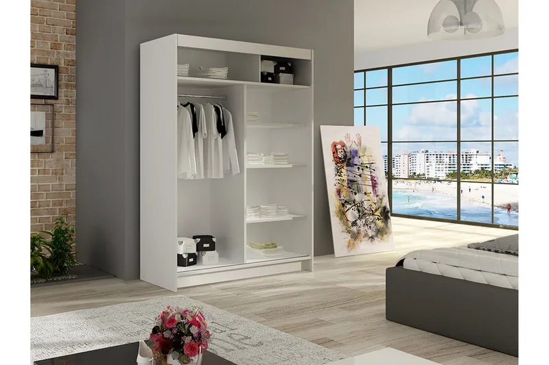 Vaatekaappi Miami 120x58x200 cm - Valkoinen - Säilytys - Vaatesäilytys - Vaatekaappi