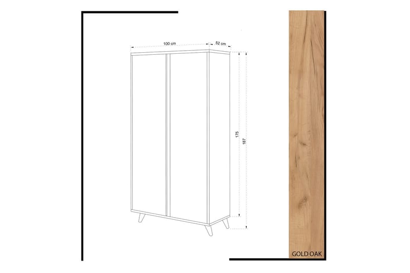 Mod vaatekaappi 100 cm maalattua puuta - Valkoinen|Ruskea - Säilytys - Vaatesäilytys - Vaatekaappi