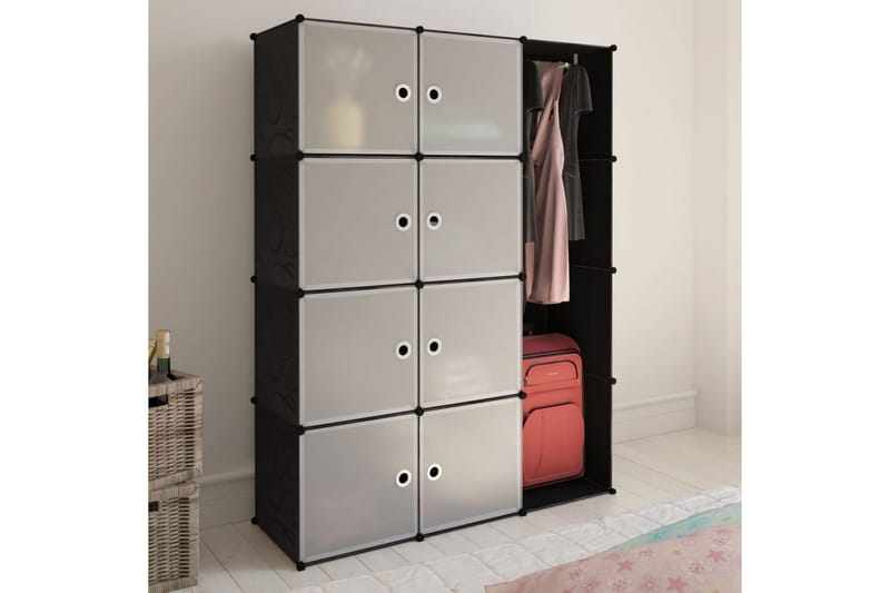 Moduulikaappi 9 lokeroa 37x115x150 cm musta ja valkoinen - Musta - Säilytys - Vaatesäilytys - Vaatekaappi