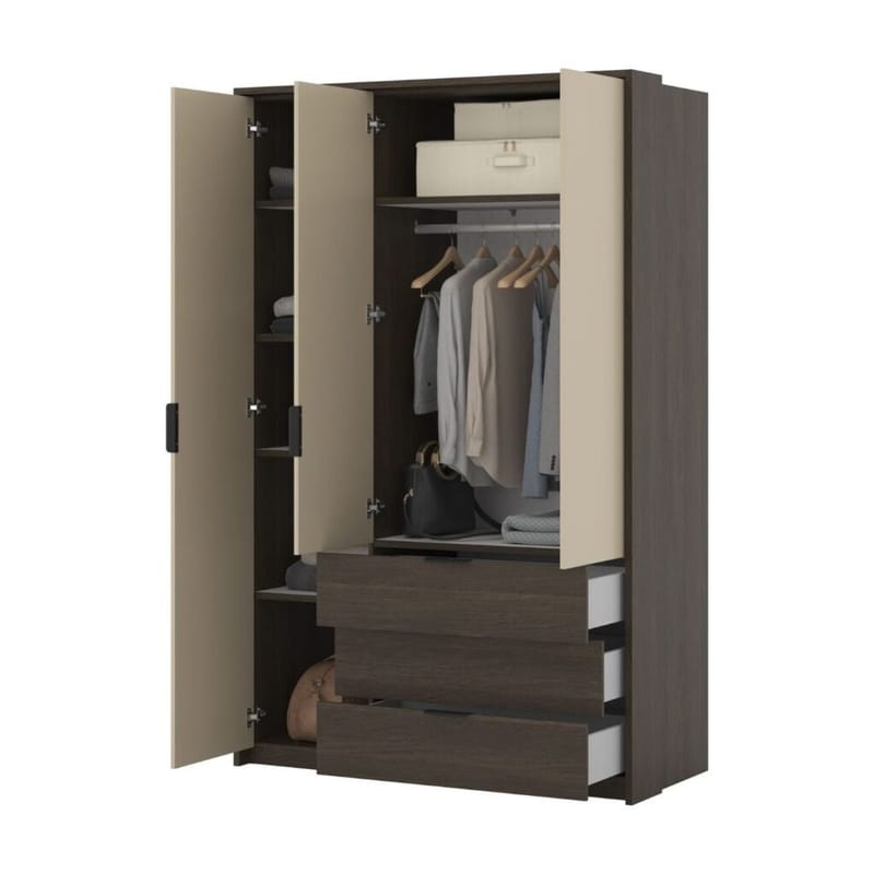 Vaatekaappi Mola 3 ovea ja 3 laatikkoa - Säilytys - Vaatesäilytys - Vaatekaappi