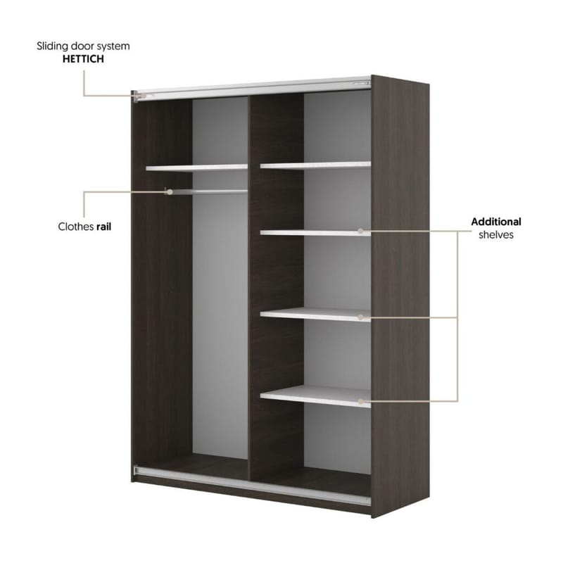 Vaatekaappi Niva 2 liukuovea - Dunin tammi - Säilytys - Vaatesäilytys - Vaatekaappi