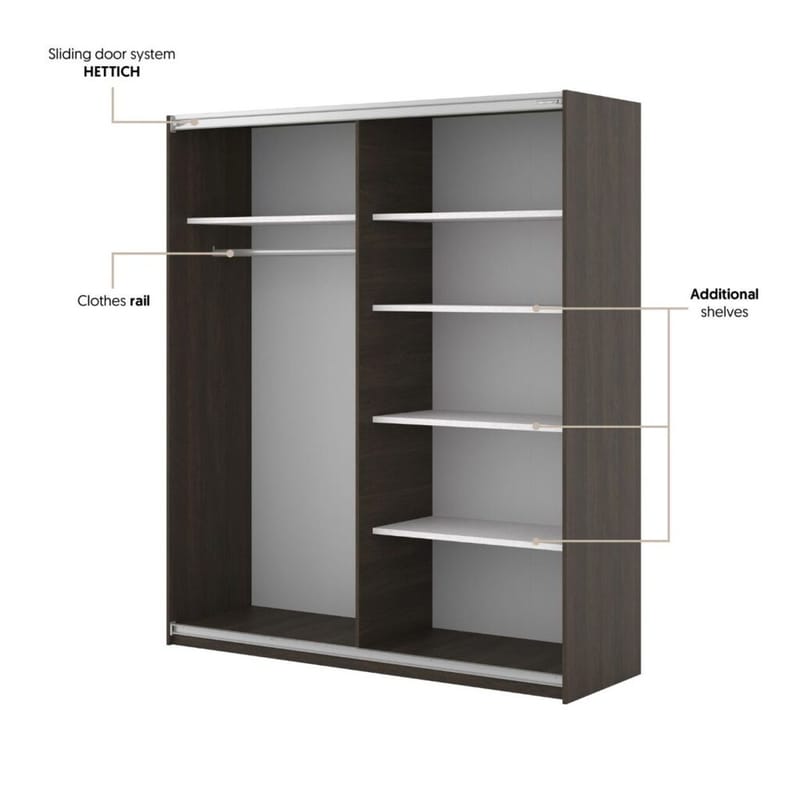 Vaatekaappi Niva laaja 2 liukuovea - Dunin tammi - Säilytys - Vaatesäilytys - Vaatekaappi