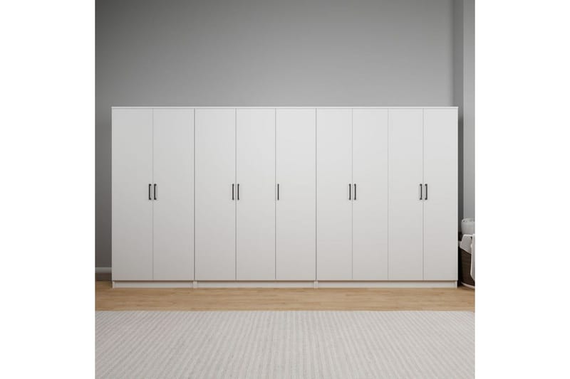 Olera Kulmavaatekaappi 340x180 cm - Valkoinen - Säilytys - Vaatesäilytys - Vaatekaappi - Kulmavaatekaappi