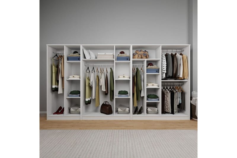 Olera Kulmavaatekaappi 340x180 cm - Valkoinen - Säilytys - Vaatesäilytys - Vaatekaappi - Kulmavaatekaappi