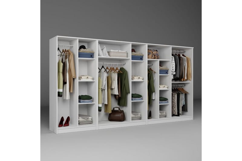 Olera Kulmavaatekaappi 340x180 cm - Valkoinen - Säilytys - Vaatesäilytys - Vaatekaappi - Kulmavaatekaappi