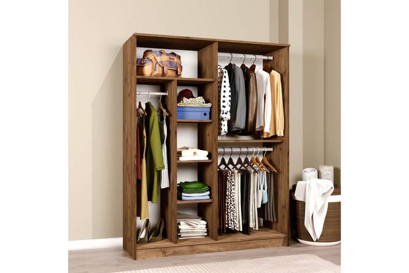 Olera Vaatekaappi 140x180 cm - Luonnollinen - Säilytys - Vaatesäilytys - Vaatekaappi - Kulmavaatekaappi