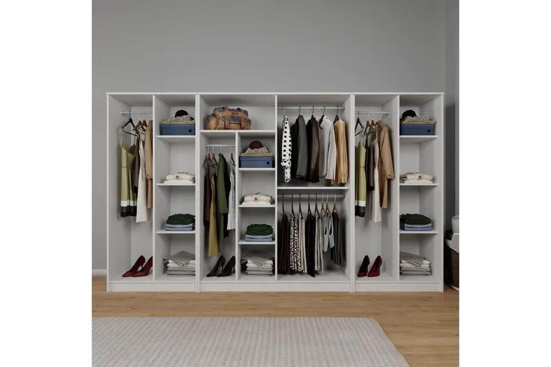 Olera Vaatekaappisskåp 300x180 cm - Valkoinen - Säilytys - Vaatesäilytys - Vaatekaappi - Kulmavaatekaappi