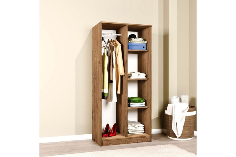 Olera Vaatekaappisskåp 80x180 cm - Luonnollinen - Säilytys - Vaatesäilytys - Vaatekaappi - Kulmavaatekaappi