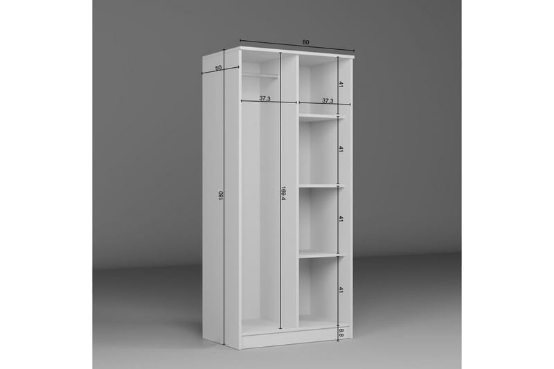 Olera Vaatekaappisskåp 80x180 cm - Valkoinen - Säilytys - Vaatesäilytys - Vaatekaappi - Kulmavaatekaappi