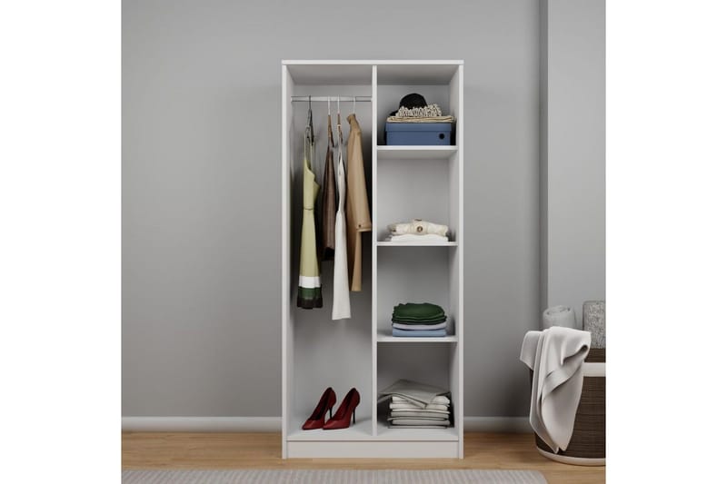 Olera Vaatekaappisskåp 80x180 cm - Valkoinen - Säilytys - Vaatesäilytys - Vaatekaappi - Kulmavaatekaappi