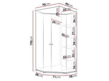 Planeta Vaatekaappi 90 cm - Säilytys - Vaatesäilytys - Vaatekaappi - Kulmavaatekaappi