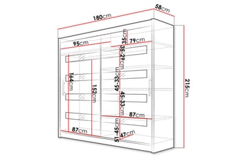 Prag Garderob 180x57x215 cm LED-belysning Scandinavian Choice Black - Säilytys - Vaatesäilytys - Vaatekaappi