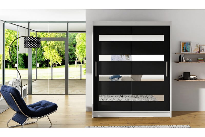 Presto vaatekaappi 58x150 cm puuta - Valkoinen|Musta - Säilytys - Vaatesäilytys - Vaatekaappi