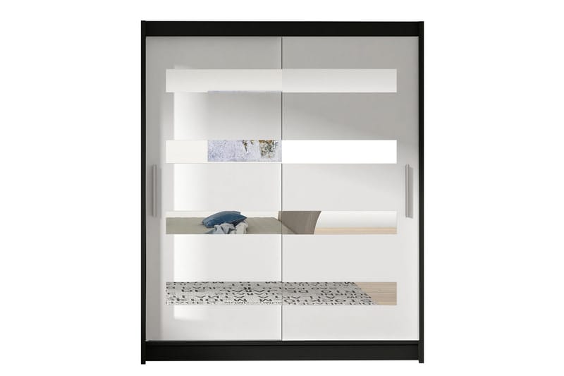 Presto vaatekaappi 58x150 cm puuta metallirungolla, Musta|Valkoinen
