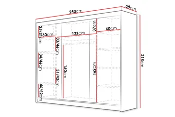 Vaatekaappi Samisia 250x215 cm - Valkoinen - Säilytys - Vaatesäilytys - Vaatekaappi