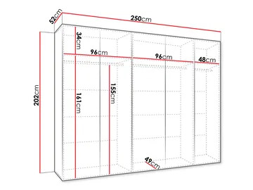 vaatekaappi SANDI 2 250 -vaatekaappi musta Kulta - Säilytys - Vaatesäilytys - Vaatekaappi