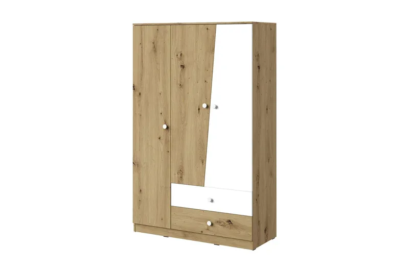 Vaatekaappi Staton 120 cm, Luonnonväri/Valkoinen