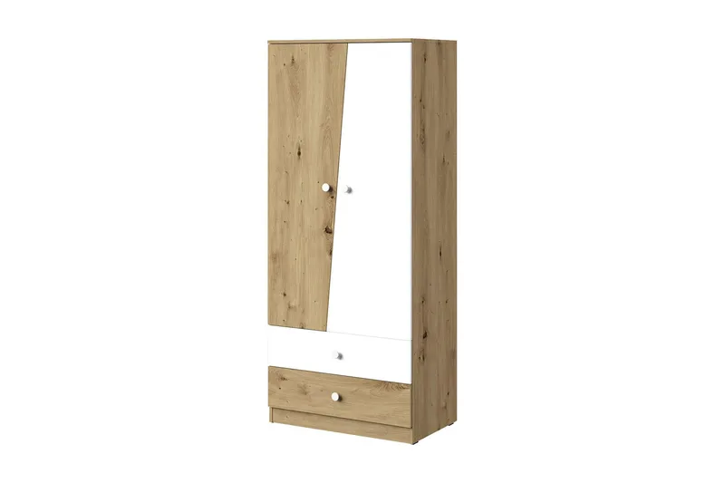 Vaatekaappi Staton 80 cm, Luonnonväri/Valkoinen